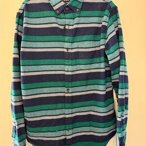 Lands' End Green and Blue Striped flannel
